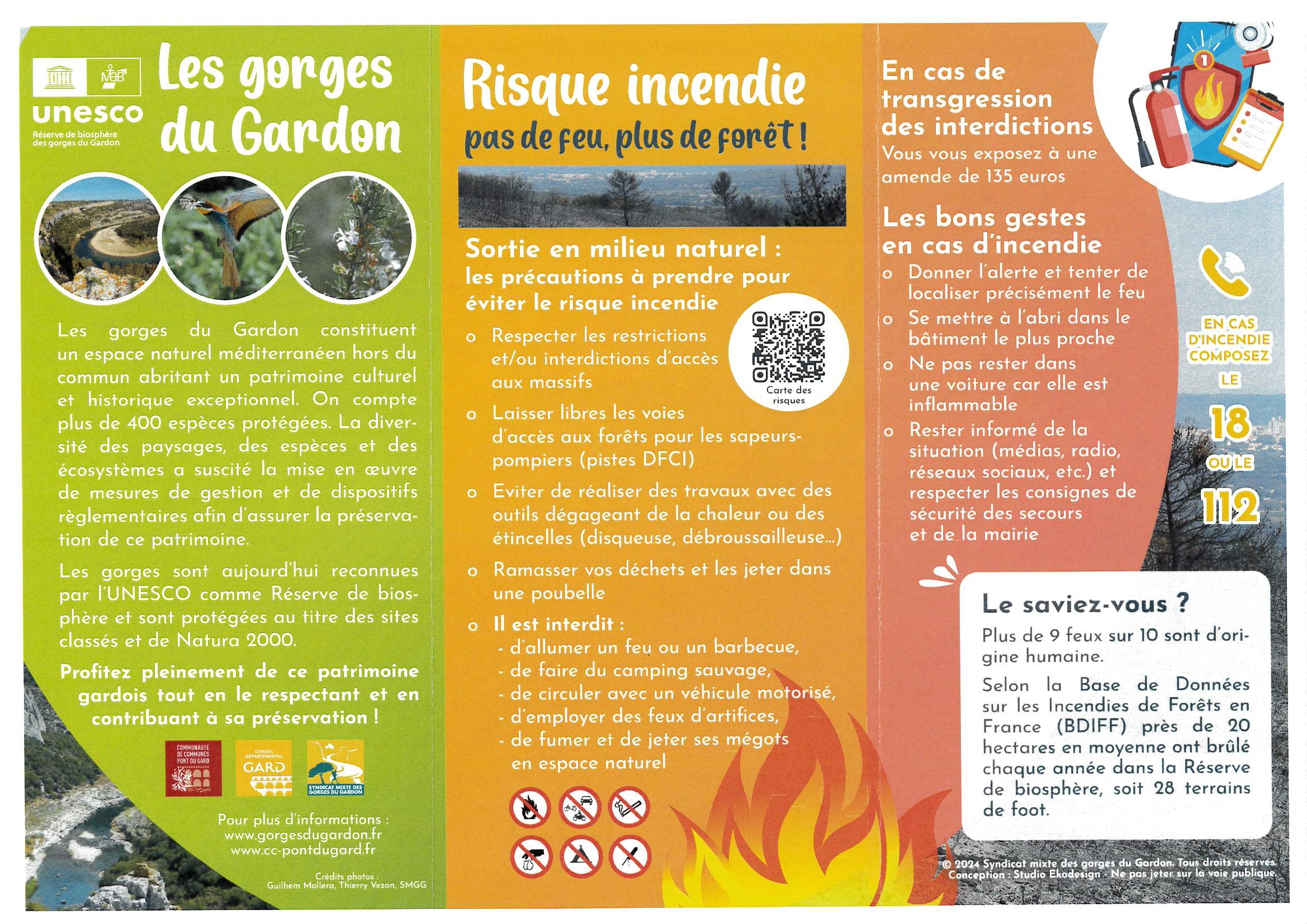 Les gorges du Gardon - Risque incendie et Baignade